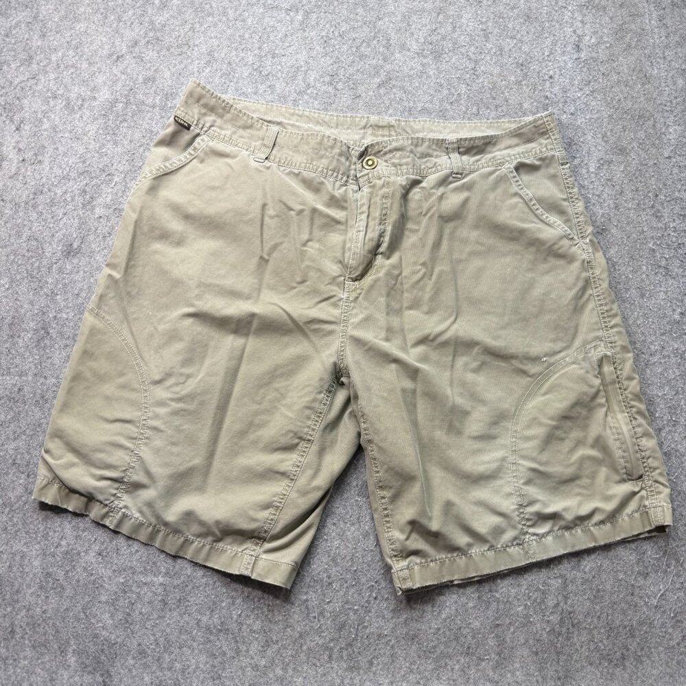 KUHL Cargo Shorts Mens 38 Beige Khaki Stretch Cotton Nylon Hiking Casual 10"
